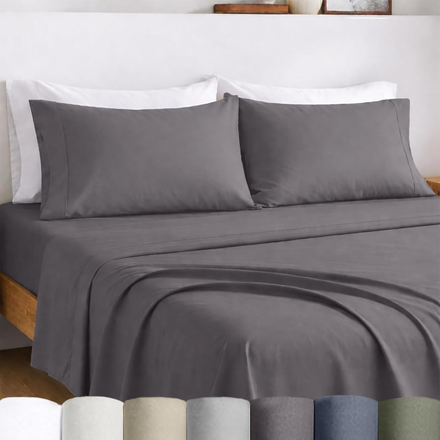 CaliforniaDesignDen California Design Den California King Sheets Set - Certified 100% Egyptian Cotton, Lightweight Percale Sheet Set with D…
