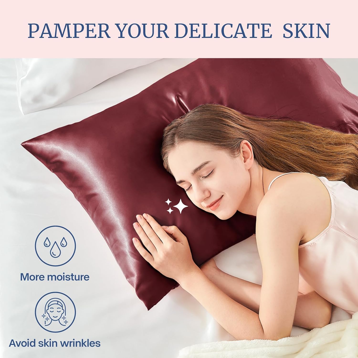 Bedelite Satin Pillowcase for Hair and Skin, Super Soft and Cooling Similar to Silk Pillow Cases 2 Pack with Envelope Closure, Gift for Wom…