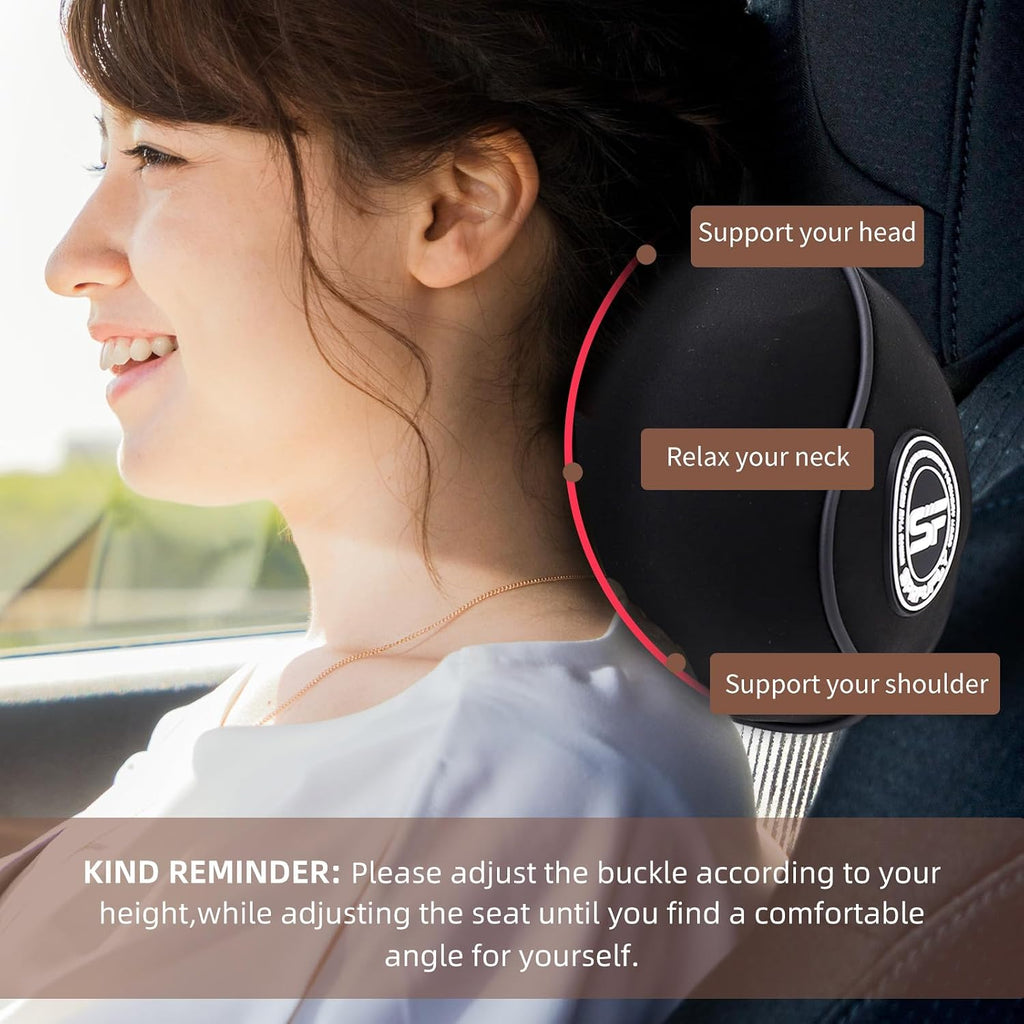 Sprfufly 2 Pack - Car Headrest Pillow for Neck Support, 100% Memory Foam Car Neck Pillow with Sleep Mask - Universal Fit Head Rest Travel P…