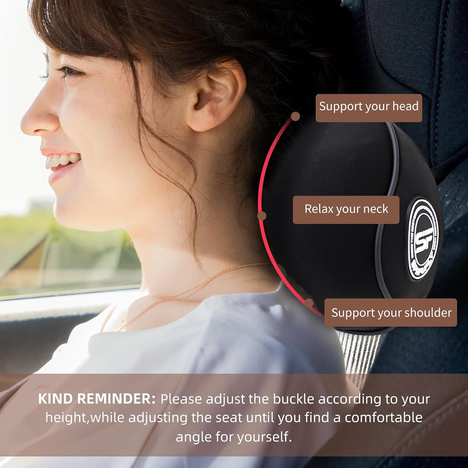 Sprfufly 2 Pack - Car Headrest Pillow for Neck Support, 100% Memory Foam Car Neck Pillow with Sleep Mask - Universal Fit Head Rest Travel P…