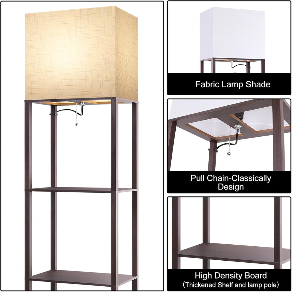 RUNTOP Plus - Floor Lamp with Shelves, Wide Shelf Lamp, Shelf Floor Lamp with 15W LED Bulb, 3 Colors Temperature, Memory Function, Large…