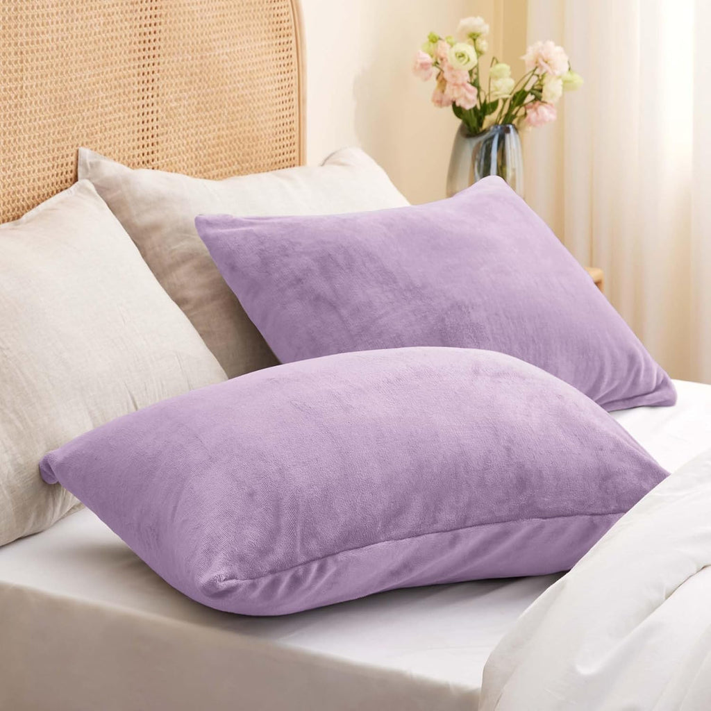 Bedelite Flannel Pillowcases Standard Set of 2, Super Soft Fleece Pillow Case Cover with Zipper for Bedroom, Sofa, Couch, Luxury Cozy Fuzzy…