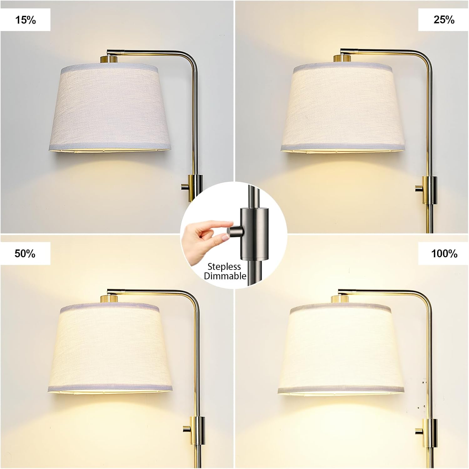 Nintiue 【Upgraded】 Dimmable Floor Lamp, 1000 Lumens LED Edison Bulb Included, Brushed Nickel Arc Floor Lamps for Living Room Modern…