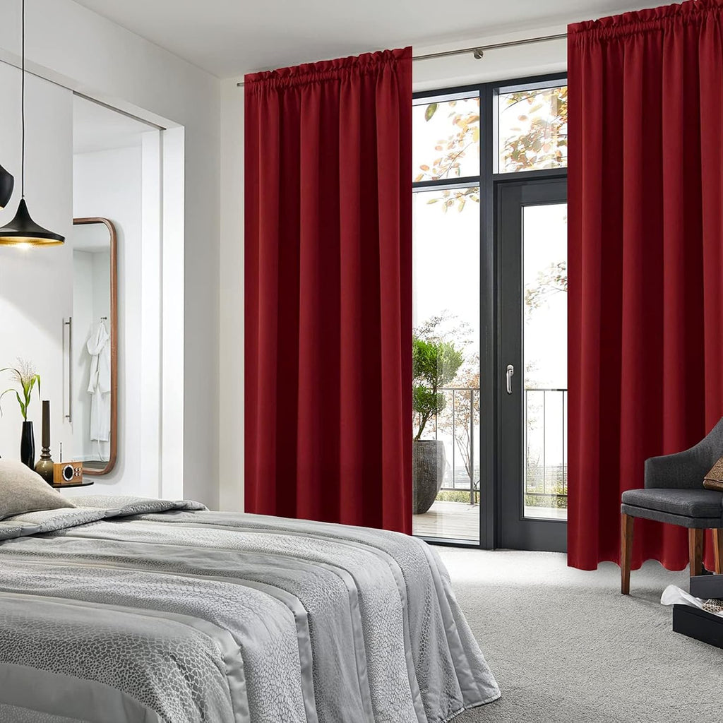 DWCN Blackout Curtains for Living Room Thermal Insulated, Energy Saving & Noise Reducing Bedroom Curtains, Amaranth Red, W 70x L 84 Inch…