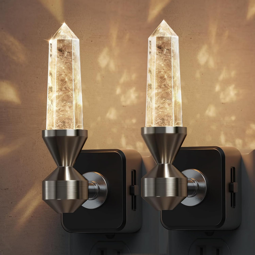 L LOHAS LED Night Light: Night Lights Plug into Wall, 2 Pack Dimmable Night Light Aesthetic Crystal, Warm Light 3000K, Dusk to Dawn…