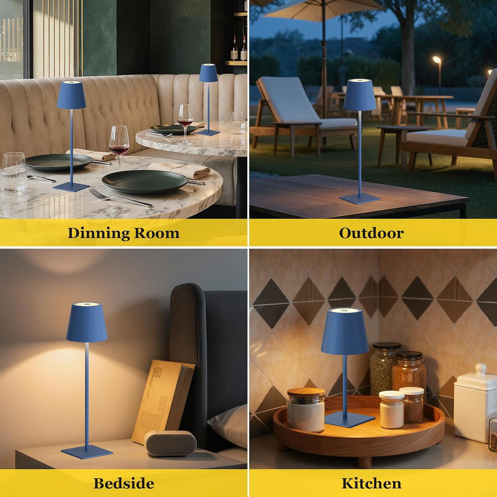 Kakanuo Cordless Rechargeable Table Lamp Navy 5000mAh Battery Operated Lamps, 3 Colors Stepless Dimming Touch Lamp for Living Room…