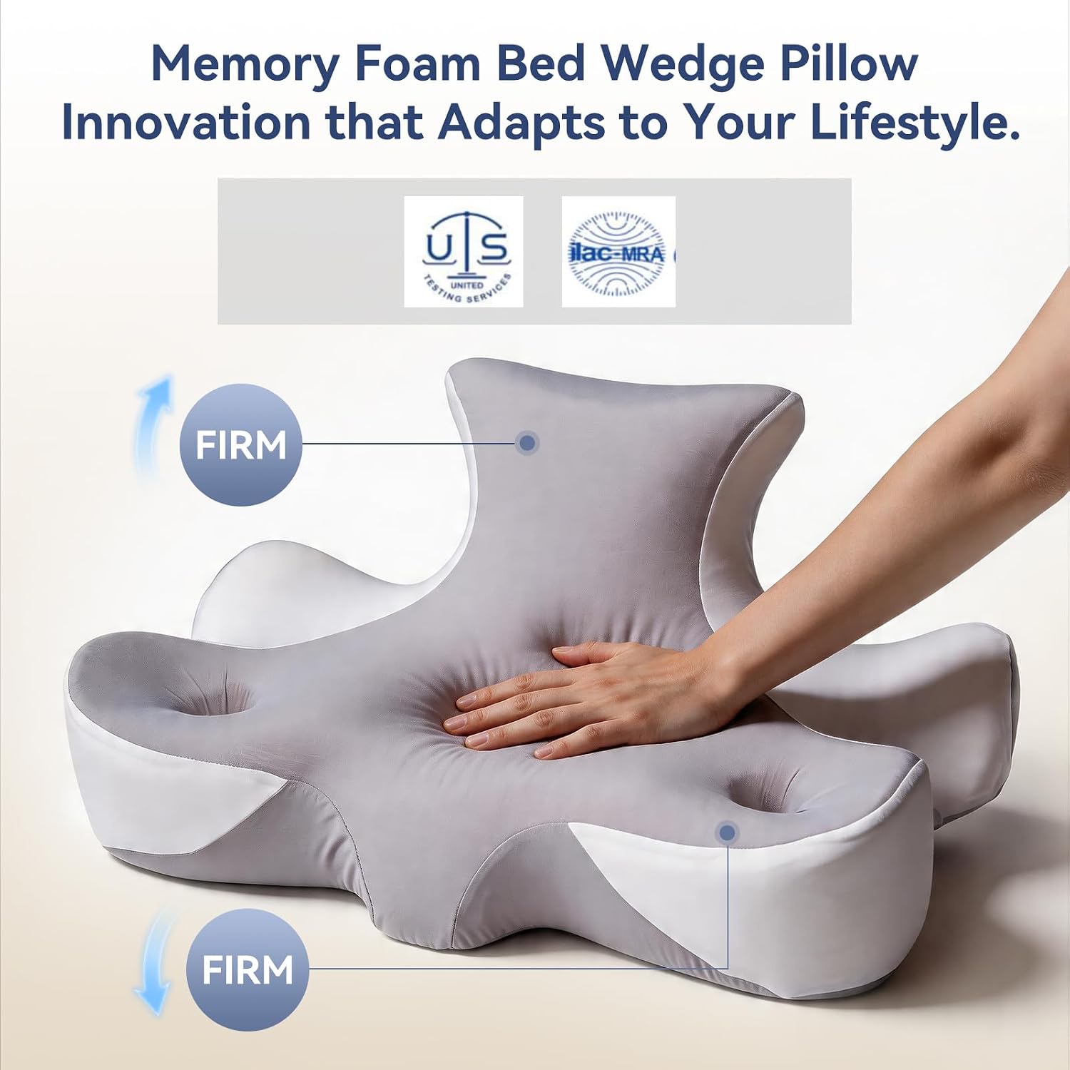 AiSleep Reading Pillow for Bed, Leaning, Lying and Prone, Memory Foam Bed Wedge Pillow for Headboard, Ergonomic Bed Wedge Pillow for Sleepi…