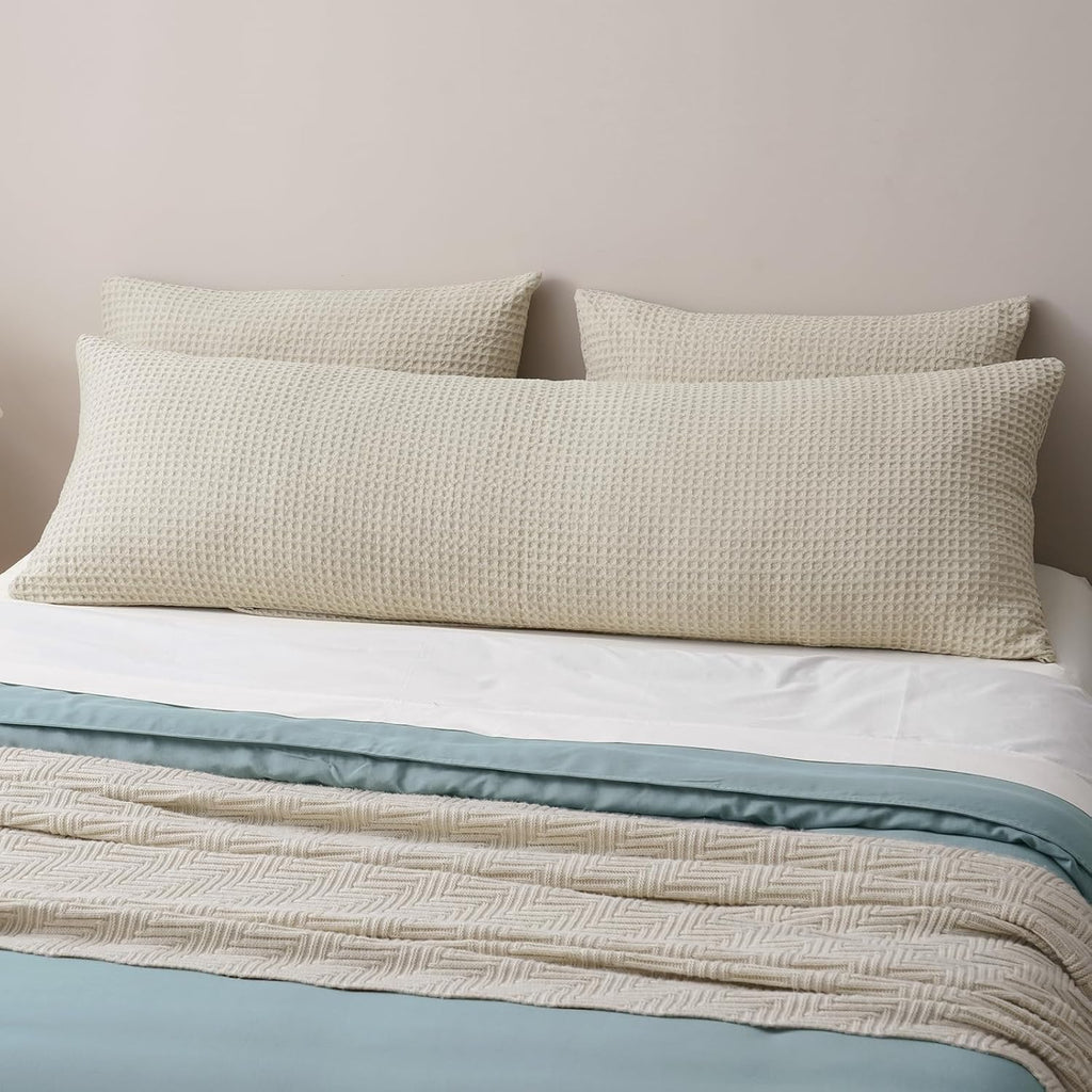 Phf Ultra Soft Waffle Weave Body Pillowcase with Zipper, No Insert, 1Pack 20" x 54" Pillow Sham, Breathable & Skin-Friendly Body Pillow cas…