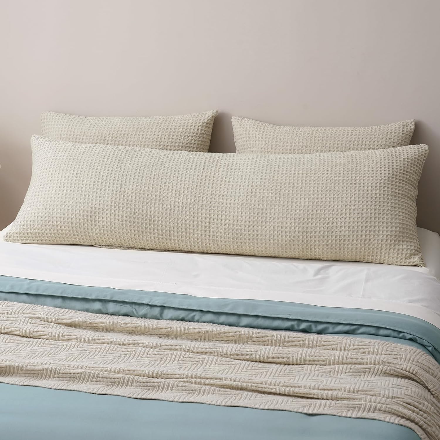 Phf Ultra Soft Waffle Weave Body Pillowcase with Zipper, No Insert, 1Pack 20" x 54" Pillow Sham, Breathable & Skin-Friendly Body Pillow cas…