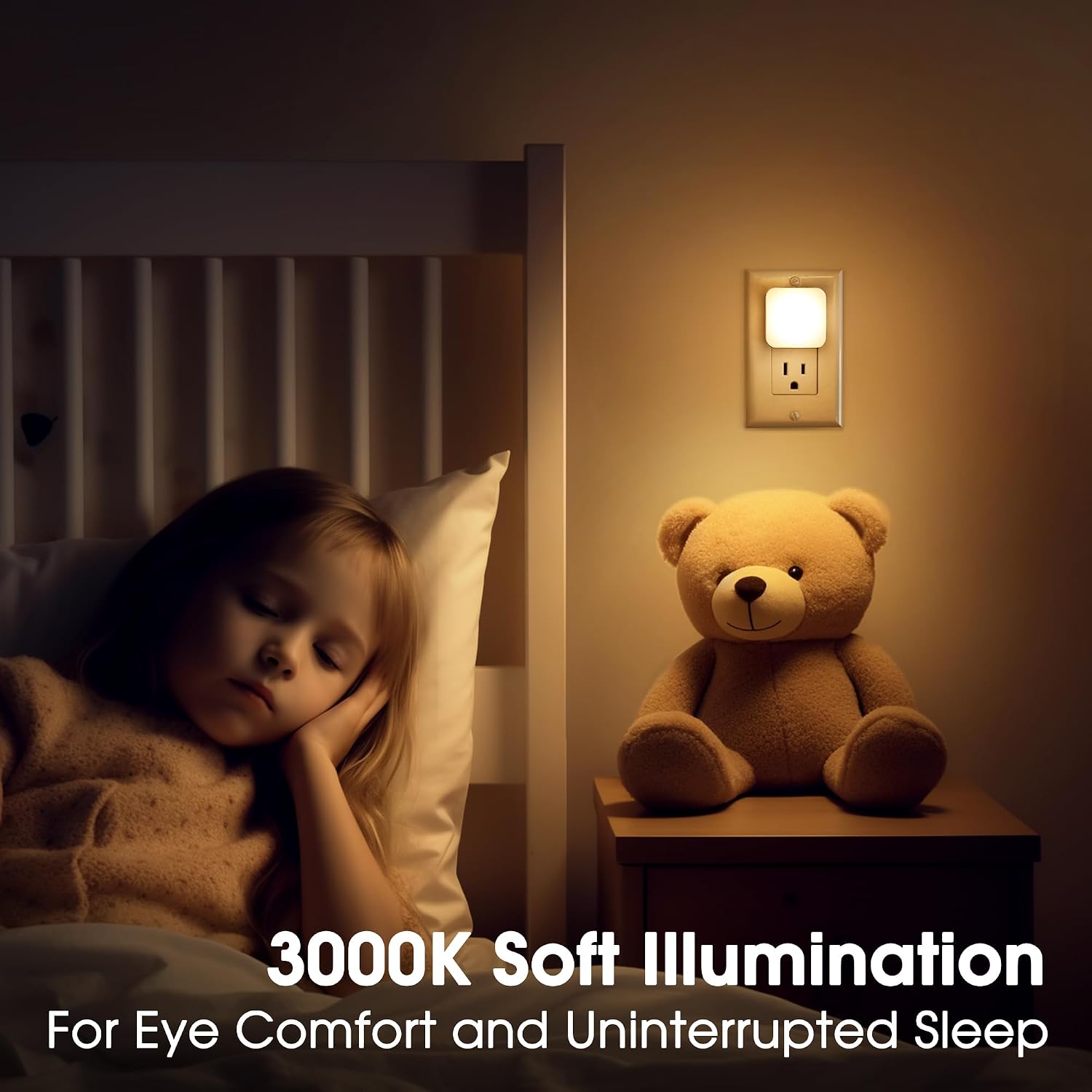 LED Night Lights Plug into Wall, 4 Pack Nightlights With Light Sensor Dusk to Dawn, 0.3W Square Plug in Night Light for Kids, 3000K Warm…