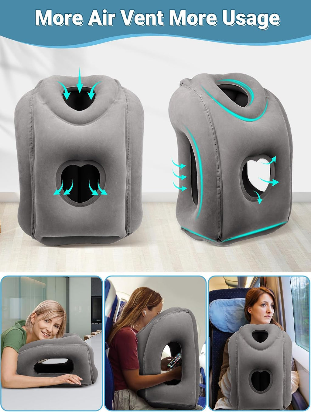 Maliton Inflatable Travel Pillow for Airplane Comfortable Sleeping to Relieve Neck and Shoulder Pain, Support Head Inflatable Pillow for…