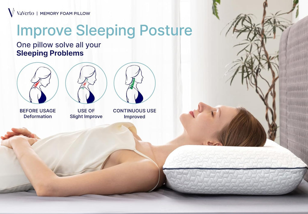 Vaverto Cooling Gel Memory Foam Pillow - 1-Pack - King Size Bed Pillows For Sleeping - Medium-Firm - Back, Stomach and Side Sleeper Pillow…