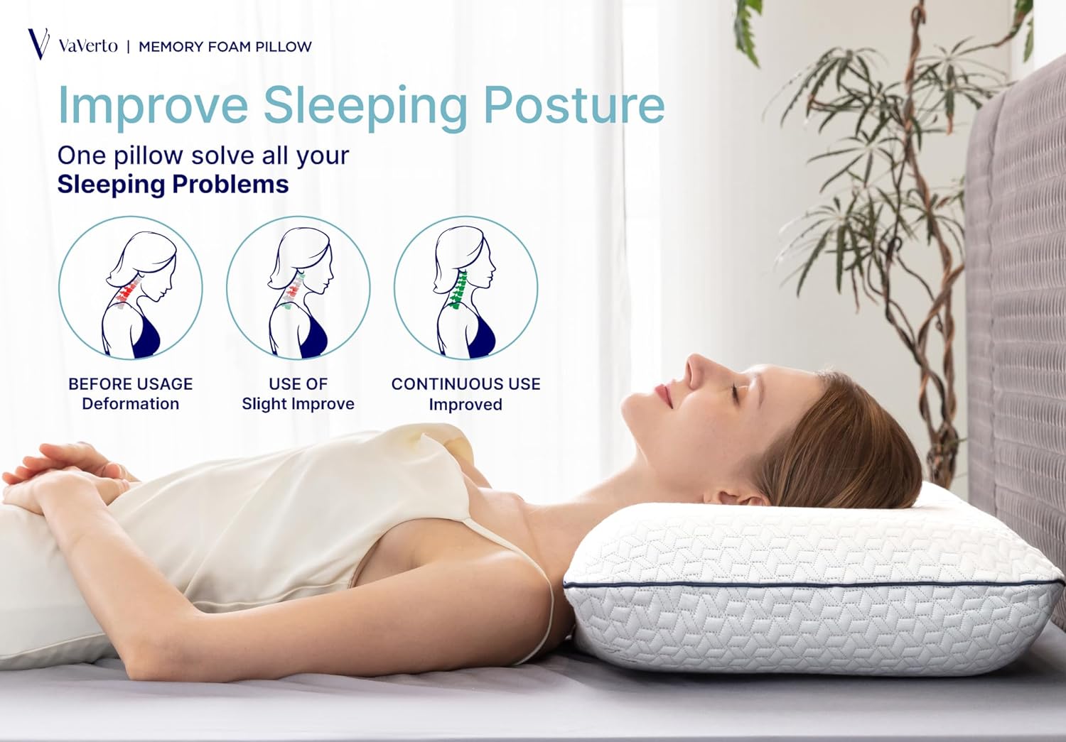 Vaverto Cooling Gel Memory Foam Pillow - 1-Pack - King Size Bed Pillows For Sleeping - Medium-Firm - Back, Stomach and Side Sleeper Pillow…