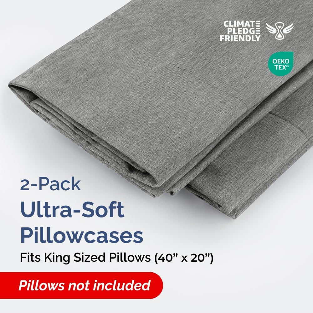 King Pillow Cases Set of 2 - Ultra Soft Hotel Quality Pillowcase Covers - Comfy, Cozy & Wrinkle Free - Shrinkage and Fade Resistant…