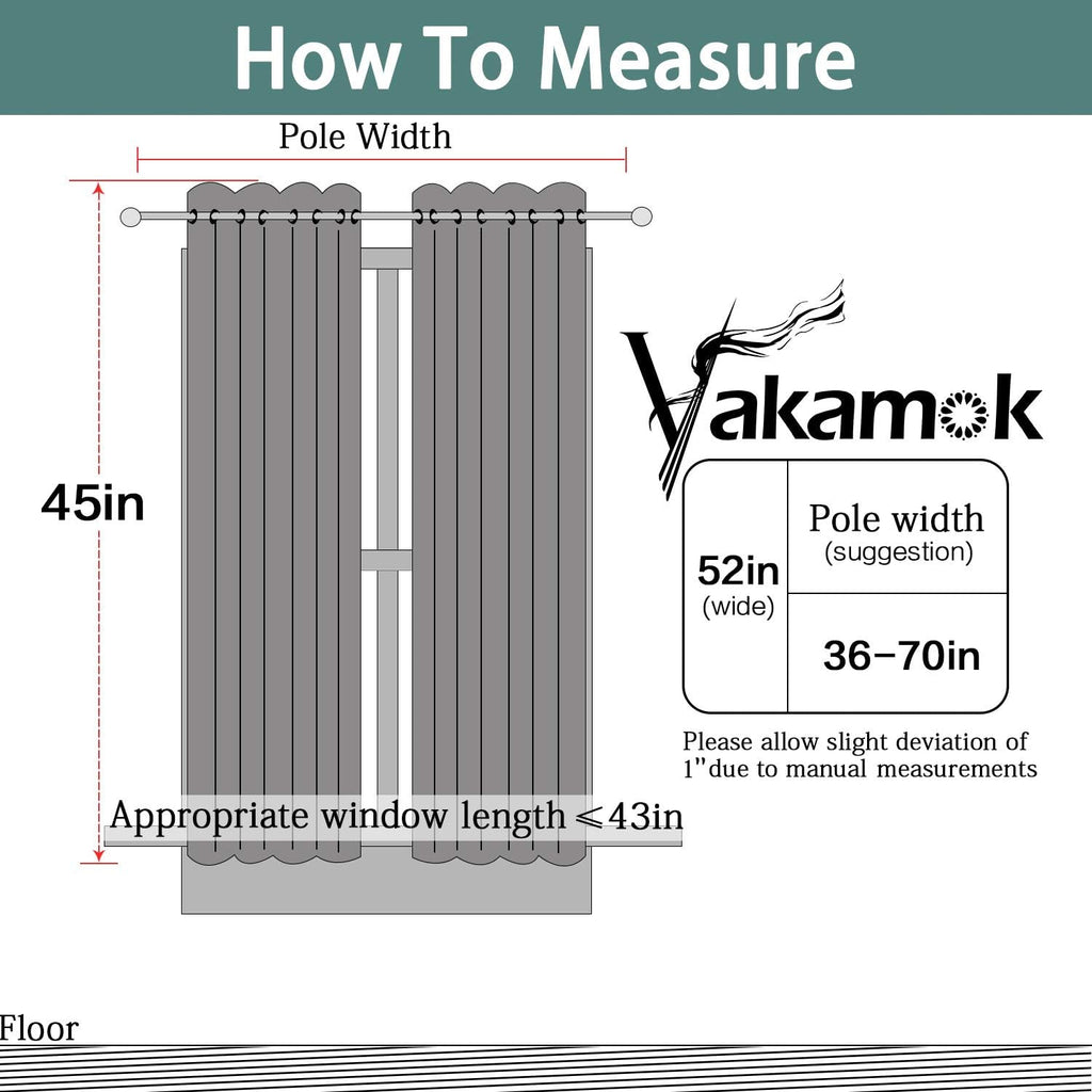 Yakamok Navy Blue Blackout Curtains for Bedroom, Light Blocking Window Treatment Drapes - Plain Solid Grommet Top Curtains(52Wx45L, 2…