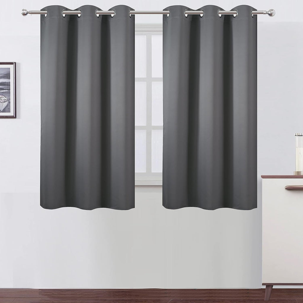 Lemomo Grey Thermal Blackout Curtains/38 x 54 Inch/Set of 2 Panels Room Darkening Curtains for Bedroom 54 Inch Grey