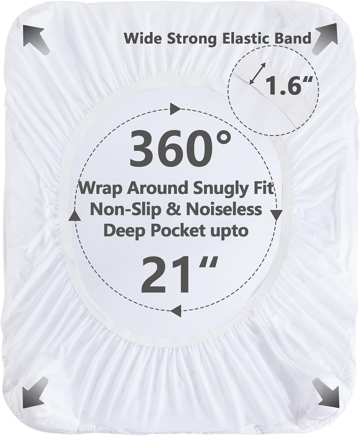 ELVEN HOME King Size Mattress Pad Waterproof, Cooling Mattress Topper Noiseless, Leak Proof Mattress Protector Deep Pocket Washable…