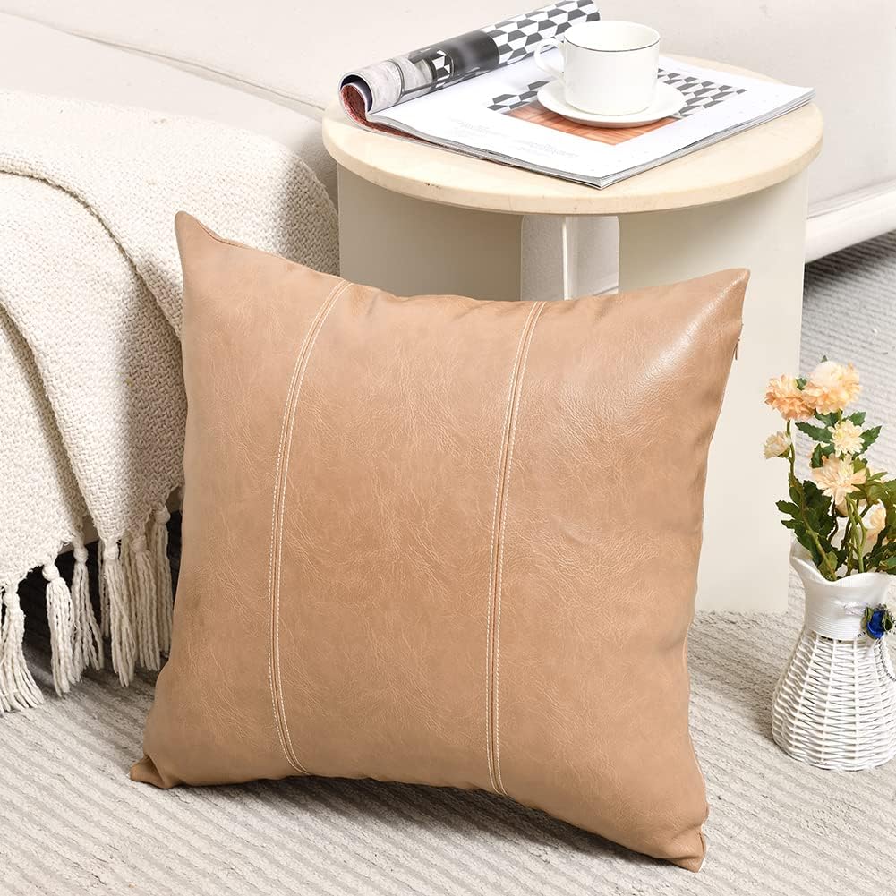 Fancy Homi Tan Decorative Throw Pillow Covers 20x20 Inch for Living Room Couch Bed, Modern Farmhouse Boho Home Decor, Waterproof Faux…