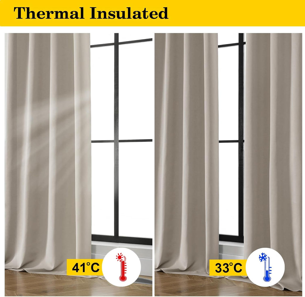 WelvetBLK Stone Room Darkening Curtains for Bedroom Living Room 45 Inch Length 2 Panels Set, Soft Solid Thermal Insulated Rod Pocket Short…