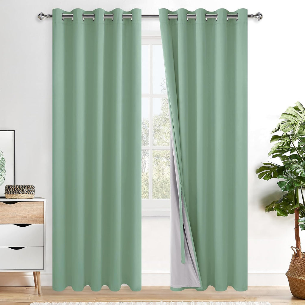 Xwzo 100% Blackout Curtain 84 Inches Length 2 Panels Set - Extra Wide Thermal Insulated, Noise Reducing & Heat Blocking Drapes for Bedroom…
