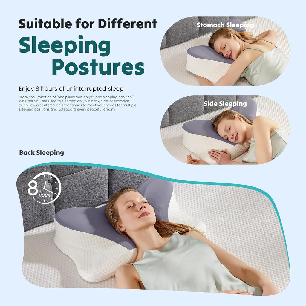 Sweetcrispy Cooling Ergonomic Memory Foam Cervical Pillow for Neck and Shoulder, Orthopedic Neck Support for Back Stomach Sleepers…