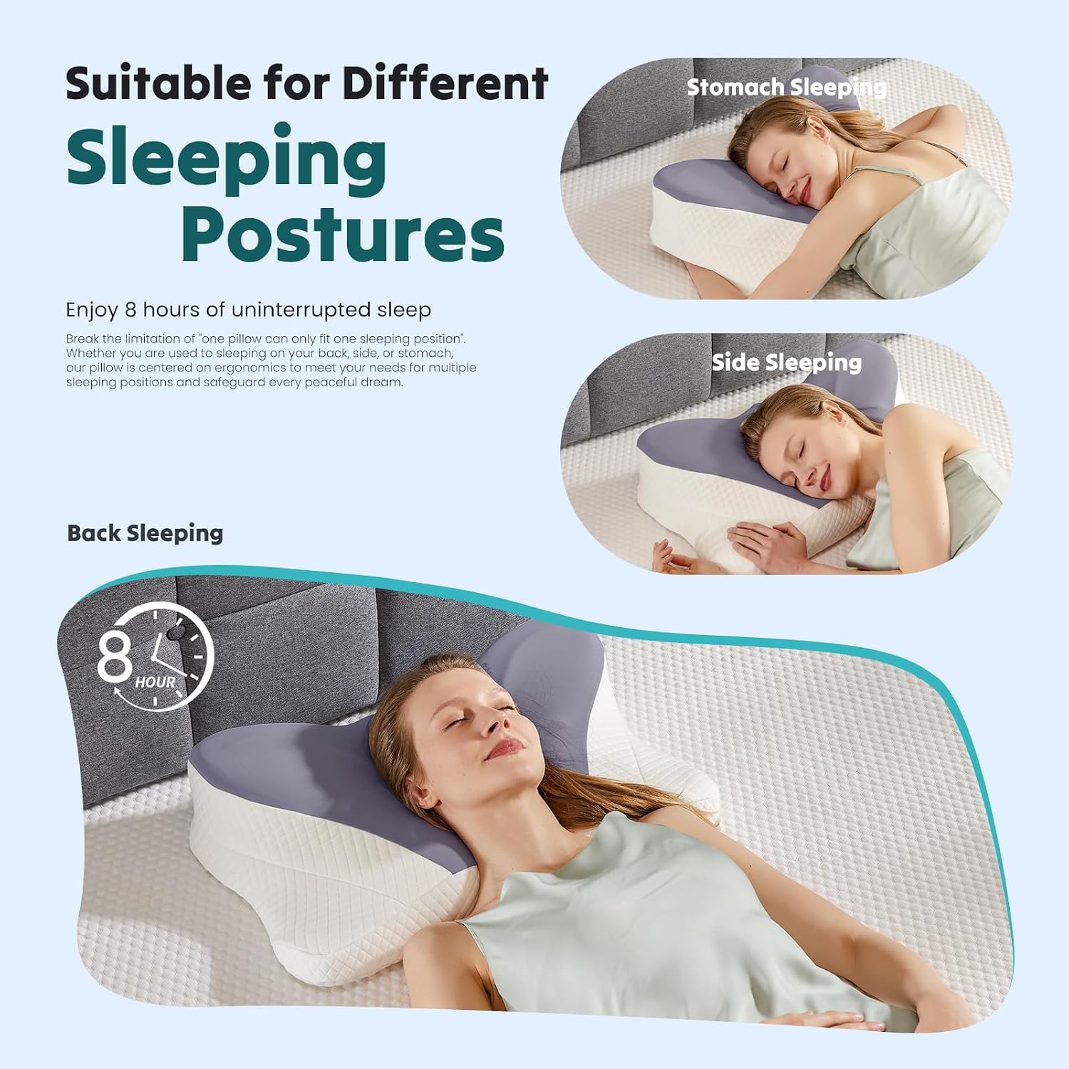 Sweetcrispy Cooling Ergonomic Memory Foam Cervical Pillow for Neck and Shoulder, Orthopedic Neck Support for Back Stomach Sleepers…