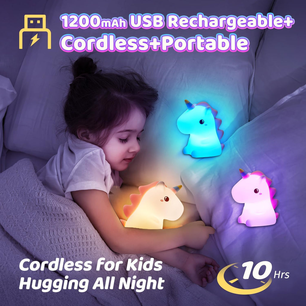 One Fire Unicorn Night Light for Kids,【Cute Gifts&Remote】 16 Colors Cute Night Light,5 Lightness & Last 10H Nightlight for Kids Room, Soft…