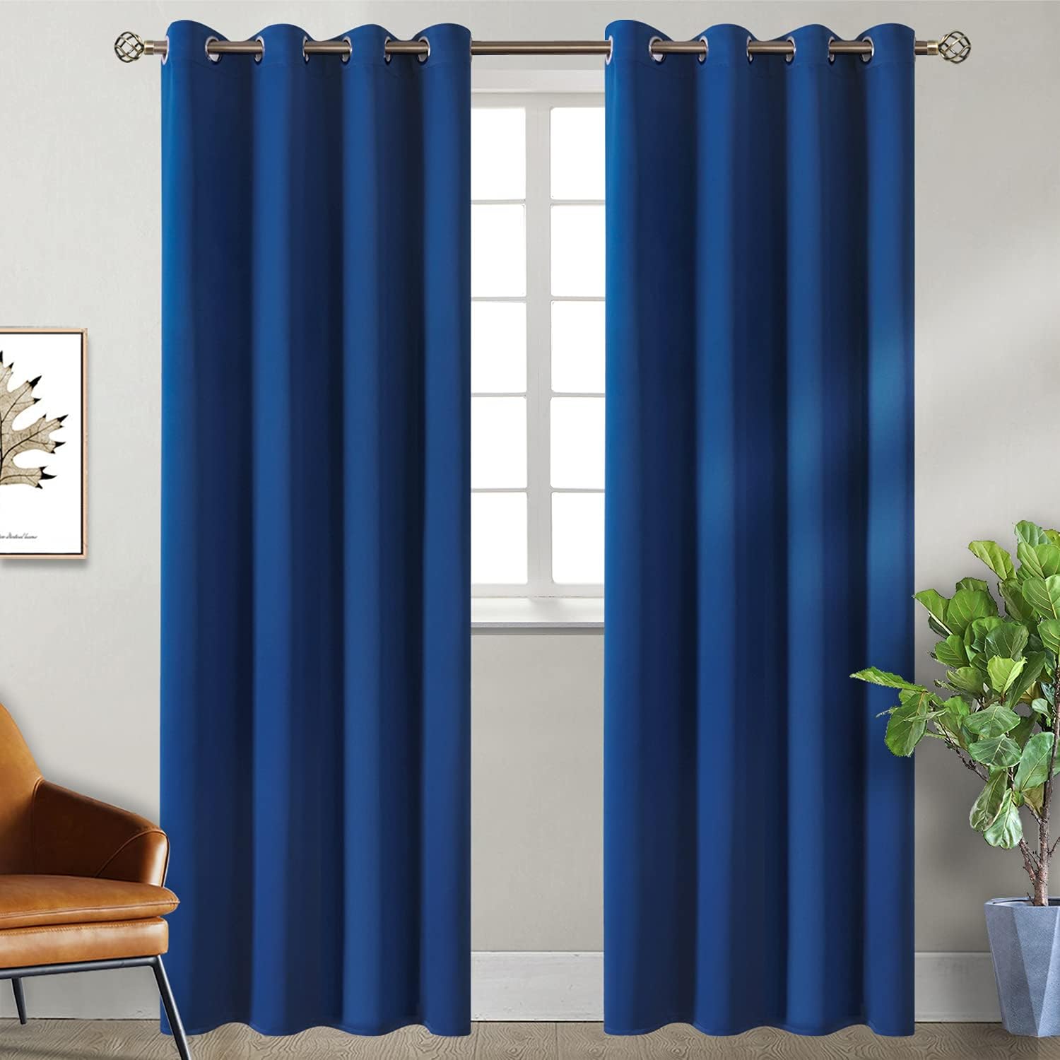 BGment Blackout Curtains for Bedroom - Grommet Thermal Insulated Room Darkening Curtains for Living Room, 55 x 96 Inch, 2 Panels, Royal Blu…