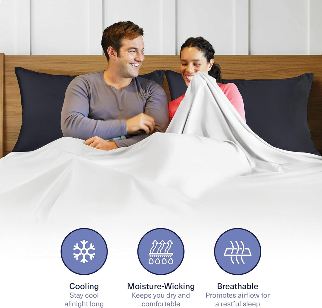 KickoffHome Kickoff Viscose Bamboo Pillowcase, Queen, Set of 2, 100% Organic Hidden Zippered Viscose Bamboo Pillow Case Queen Size, Cooling…