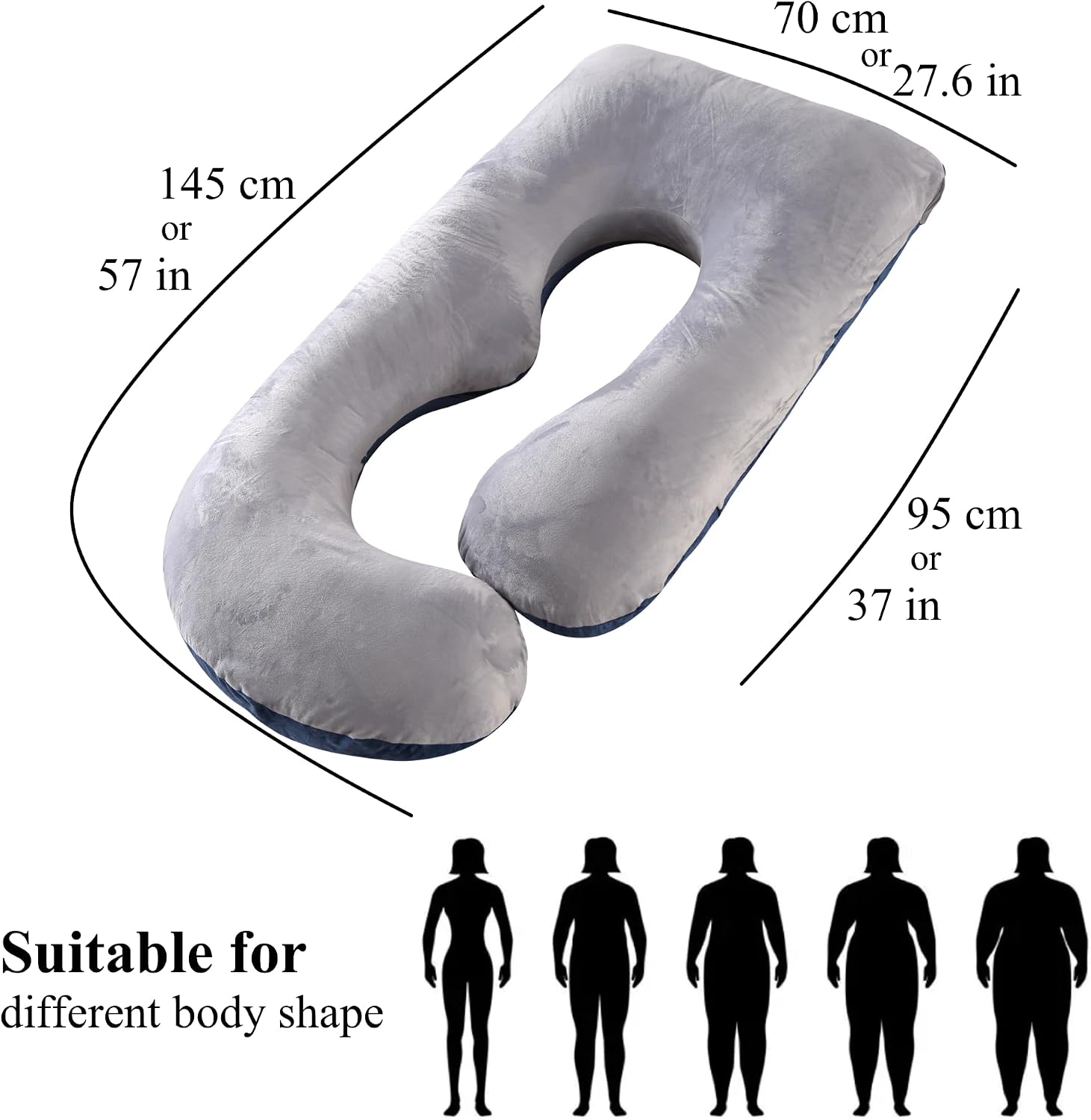 ALLOPERA Pregnancy Pillow, Full Body Maternity Pillow 57 inch, with Removable Washable Cover - Sleep Support for Legs, Back, Neck…