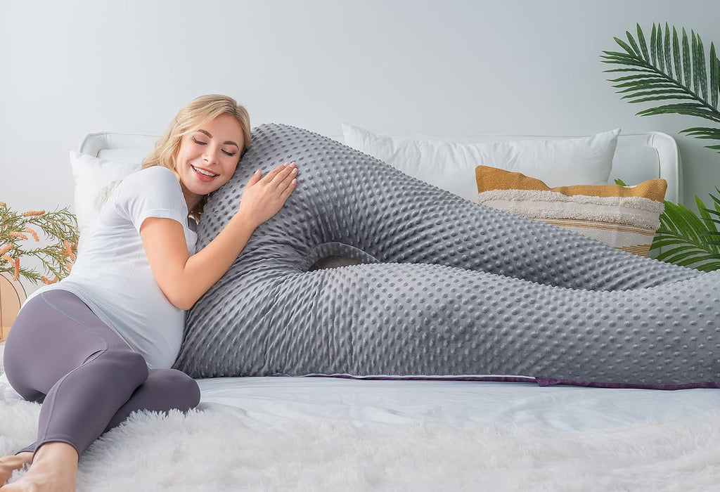 Meiz Pregnancy Pillow, Pregnancy Body Pillow, Pregnancy Pillows for Sleeping, Maternity Pillow for Pregnant Women with Velvet Cover, Grey &…