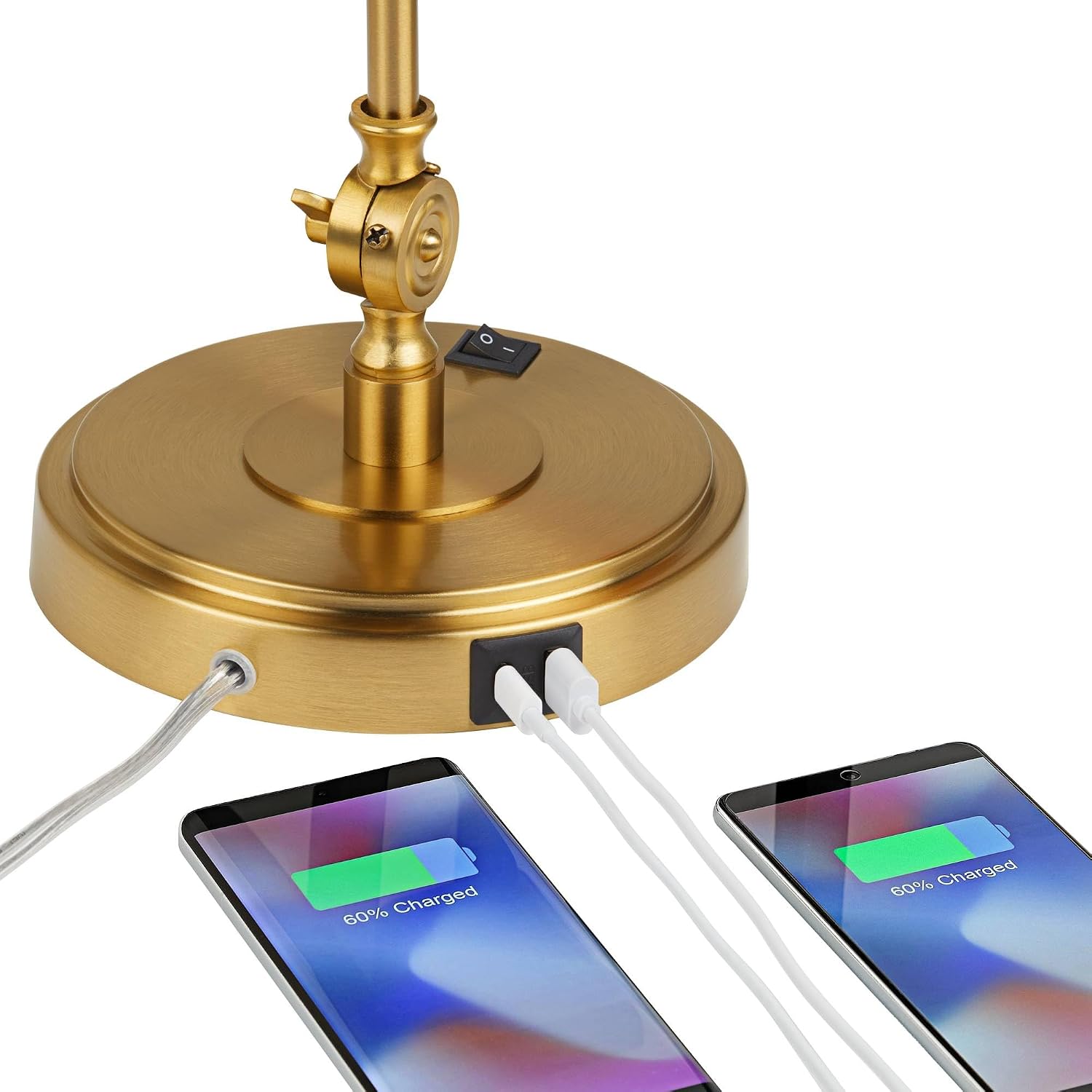 360 Lighting Wray 26 3/4" High Modern Desk Lamp with USB Charging Ports A+C Warm Brass Gold Metal Adjustable Arm Head for Bedroom Living…