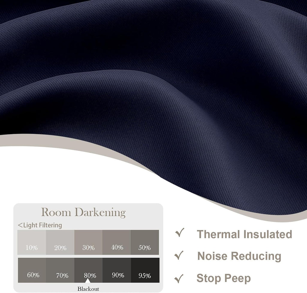 Gwine Navy Blue Blackout Curtains for Bedroom 84 inches Long 2 Panels Set, Solid Noise Reducing Thermal Insulated Blackout Curtains for…