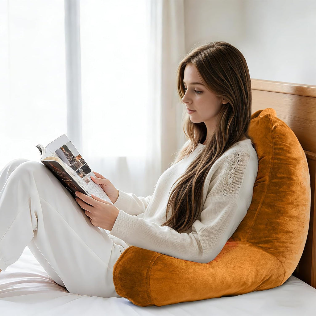 OAISZ Reading Pillow for Sitting in Bed Adult, X-Large Reading Pillow with Shredded Memory Foam, Back Pillow for Sitting Up with Extend…