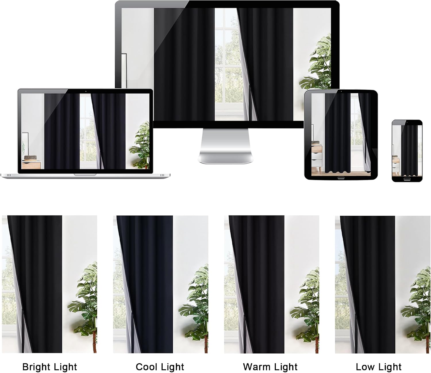 Xwzo Black Blackout Curtains 2 Panels with Tiebacks- Heat and Full Light Blocking Window Panels with Grommets for Bedroom/Basement, 54 Inch…