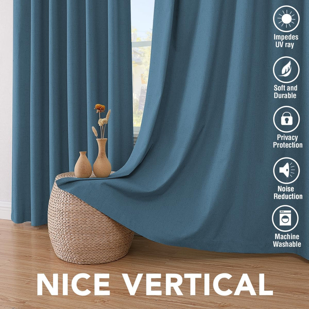 H.VERSAILTEX 100% Blackout Curtains for Bedroom Thermal Insulated Linen Textured Curtains Heat and Full Light Blocking Drapes Living Room…