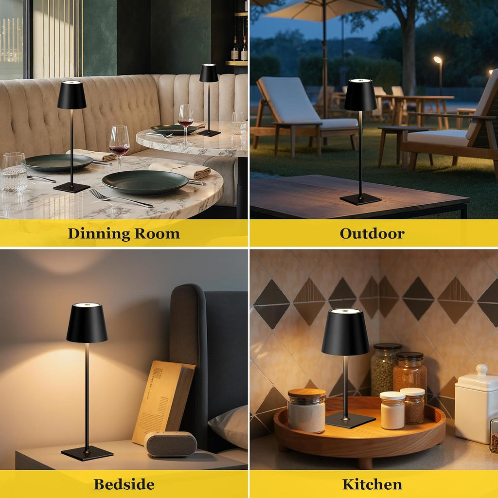 Kakanuo Cordless Rechargeable Table Lamp Black 5000mAh Battery Operated Lamps, 3 Colors Stepless Dimming Touch Lamp for Living Room…