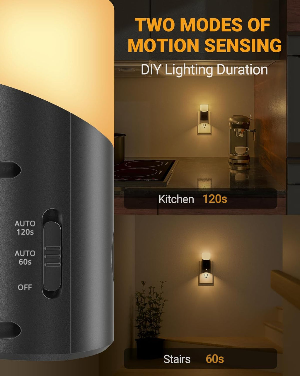 Lyridz LED Night Lights Plug into Wall with Motion Sensor, 1-150LM Dimmable Plug-in Nightlight Indoor for Bedroom, Bathroom, Hallway…