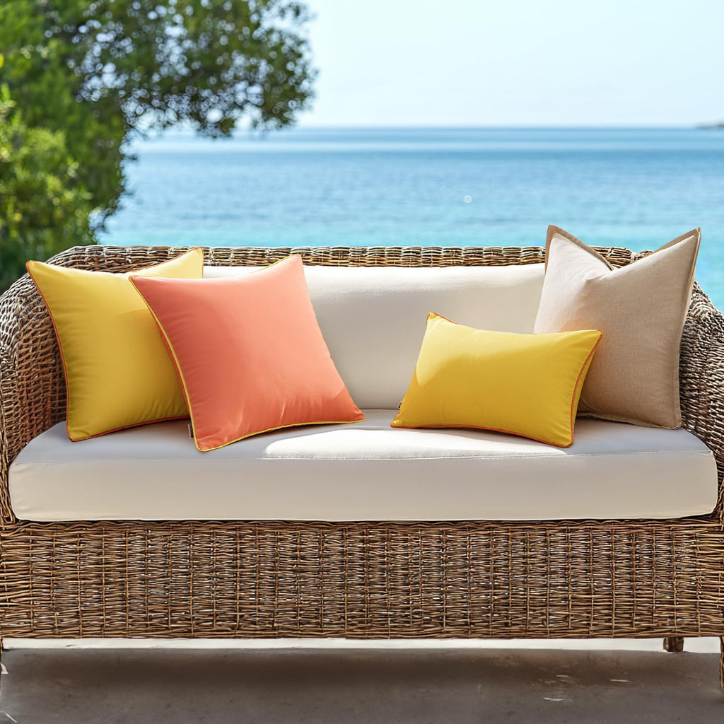 MIULEE Pack of 2 Outdoor Waterproof Throw Pillow Covers Decorative Outdoor Pillowcases Piping Edge Water Resistant Cushion Covers for…