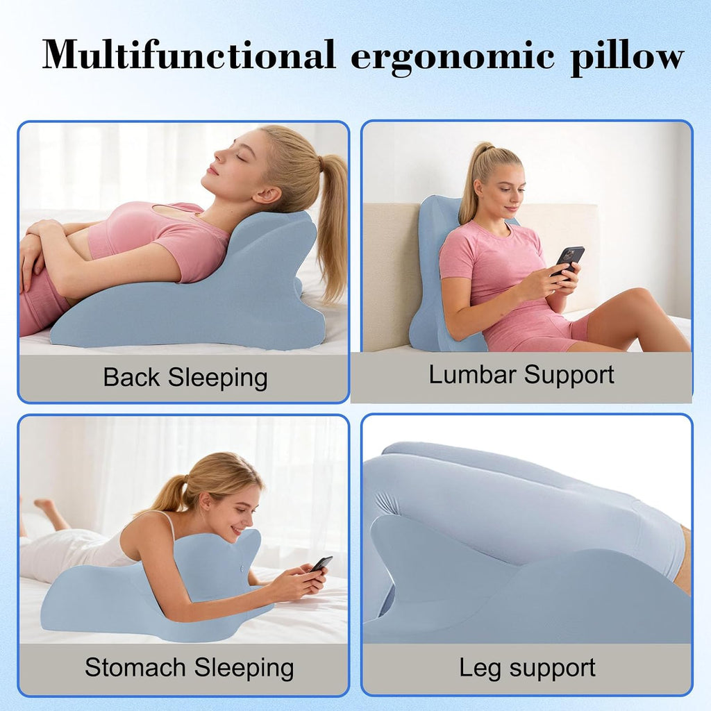 Oversized 27-Degree Couples Pillow - 5-in-1 Memory Foam Wedge for Neck Alignment, Zoned Support for Arm & Shoulder, Phone Reading, Leg…