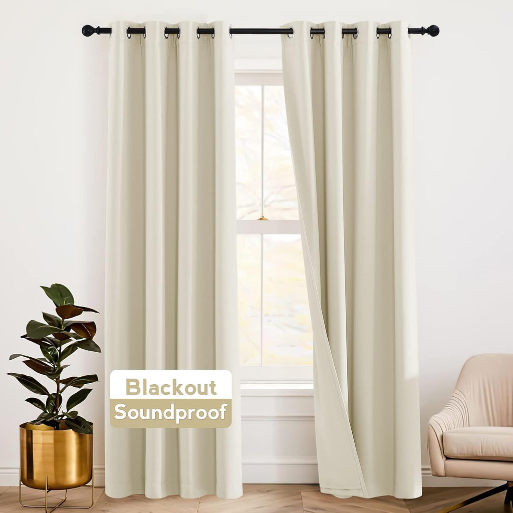Rybhome RYB HOME Soundproof Divider Curtains for Living Room Window, 3 Layers Energy Smart Window Drapes Totally Blackout Curtain Shade for…