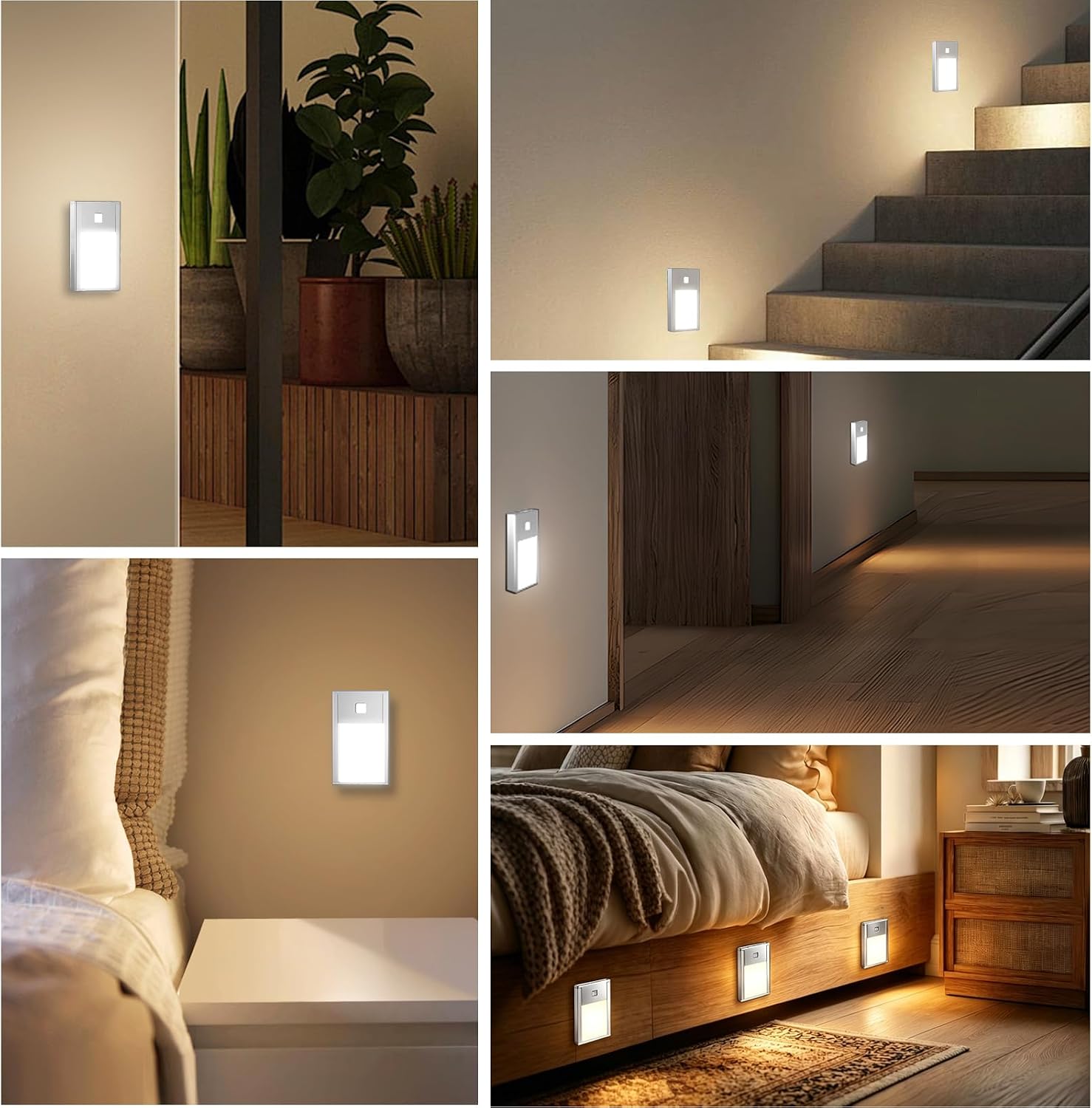 VST Motion Sensor Step Night Light, Rechargeable Battery Powered Stair Lights with Magnetic Suck Installation for Indoor Bedroom Hallway…