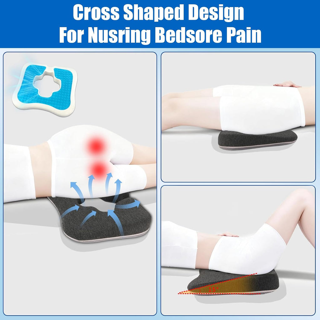 AeriGnix Gel Wheelchair Cushions for BedSores Prevention, Bed Sore Pad Cushion for Butt - for Long Sitting & Relieve Sciatica, Back,…