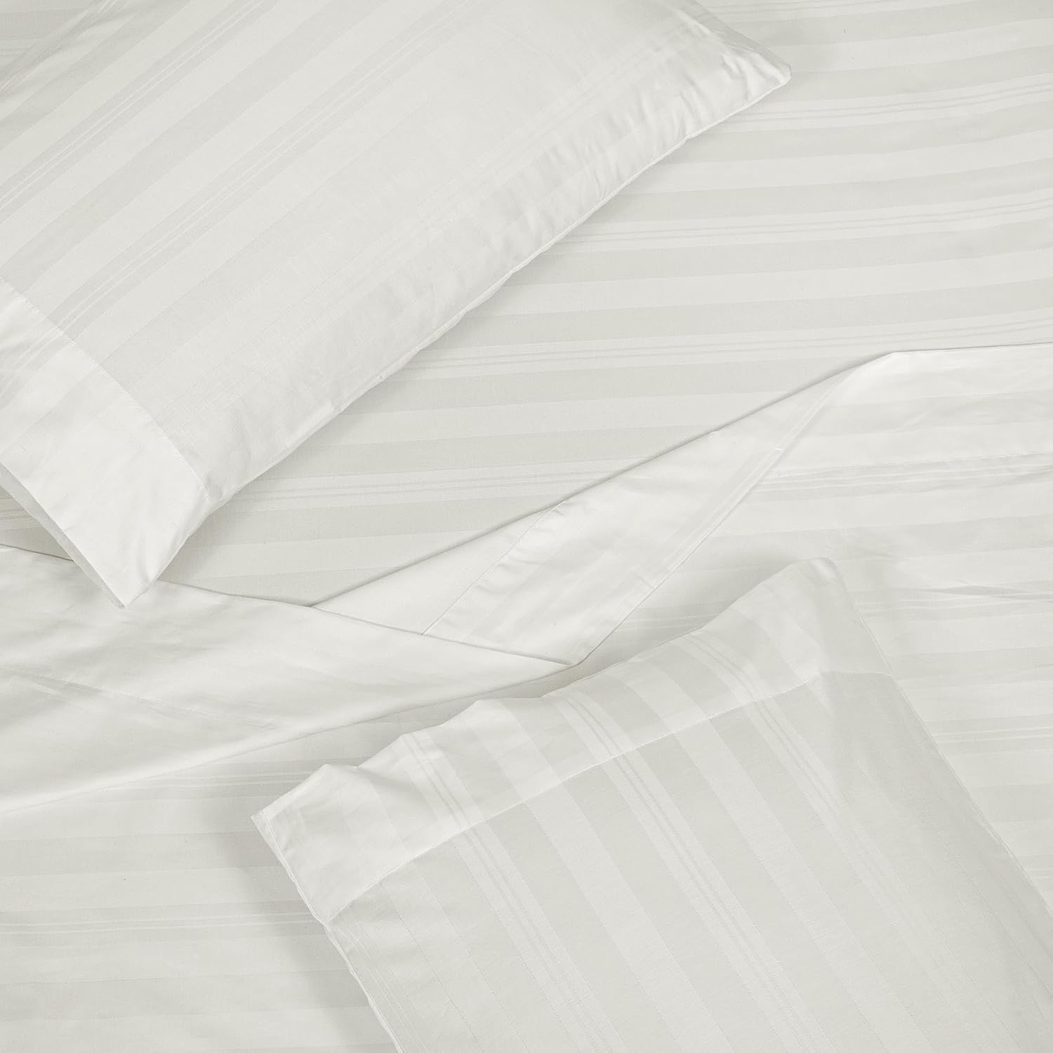 Royalelinens ROYALE LINENS 300 Thread Count 100% Long Staple Combed Cotton Striped Sheet Set - 4 Piece King Bed Sheets - 1 Fitted, 1 Flat &…