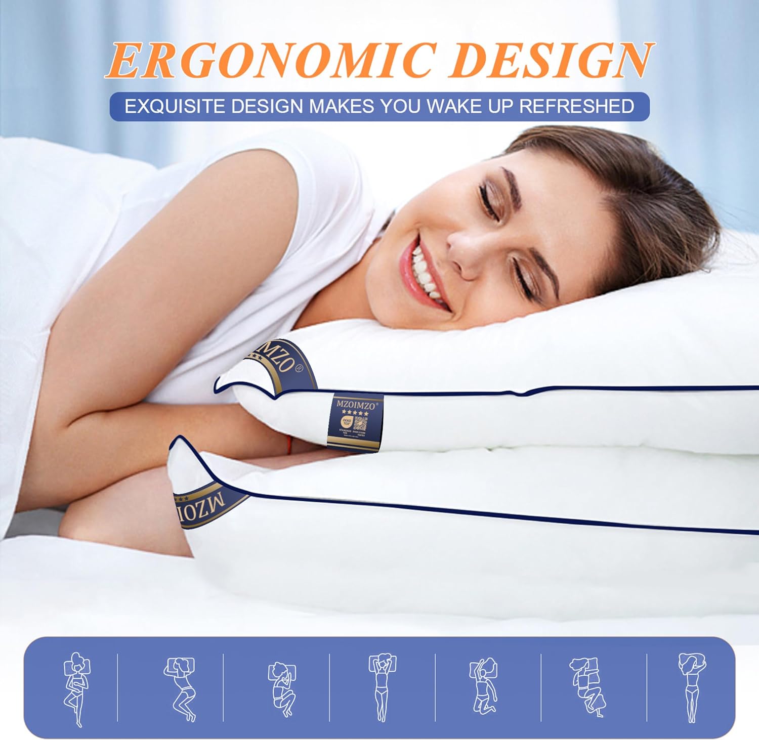 MZOIMZO Supportive Firm Bed Pillows for Sleeping- King Size, Set of 2, Cooling Hotel Quality with Premium Soft Down Alternative Fill for…