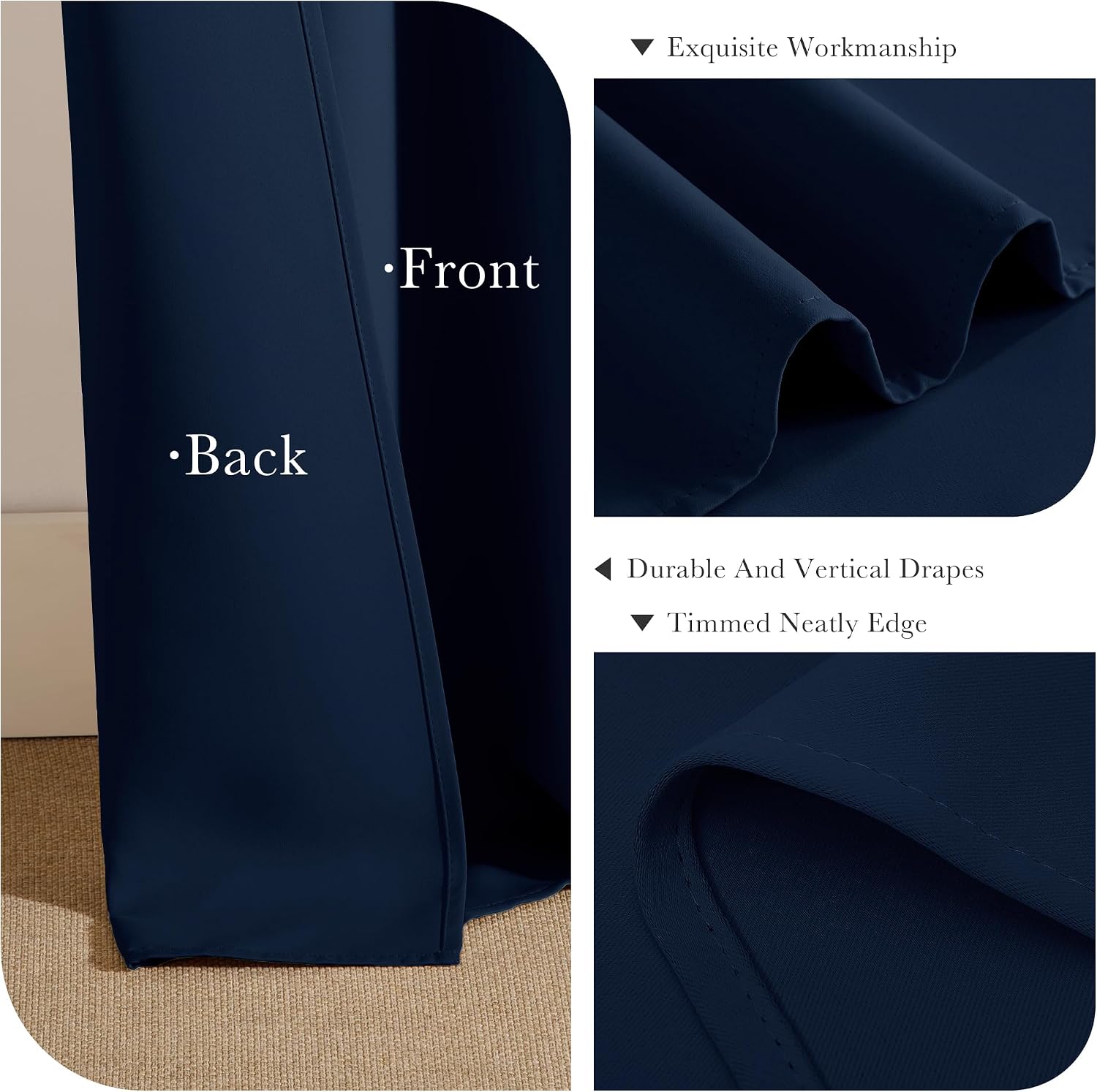 Ponydance PONY DANCE Black Out Curtains 48 inch Long for Short Small Window, Rod Pocket and Back Tab Thermal Insulated Room Darkening Curta…