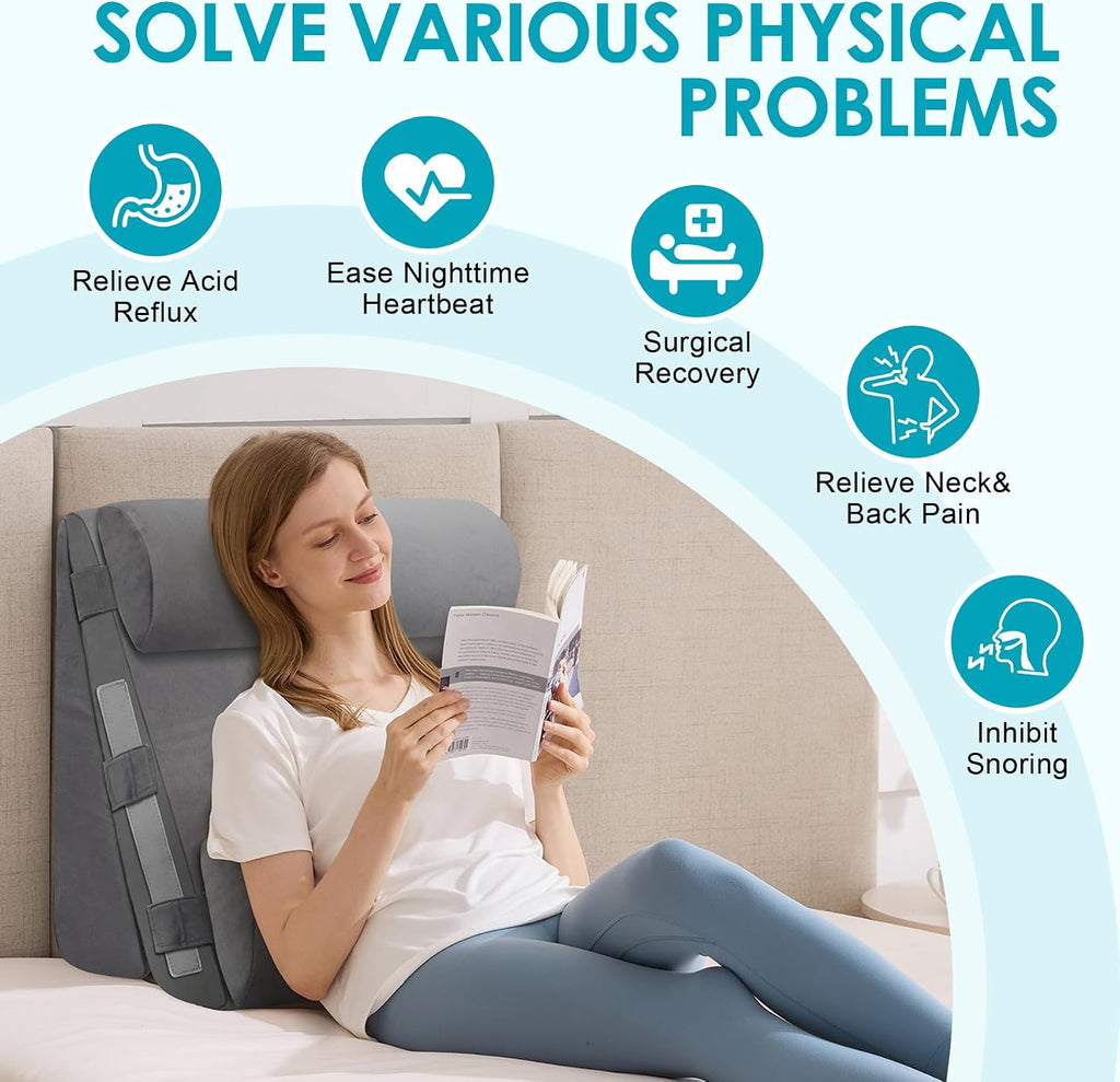 Wgakced 4Pcs Wedge Pillow Set for After Surgery, Acid Reflux Relief, Adjustable Bed Wedge Pillows for Sleeping, Anti Snore, Memory Foam Trian…