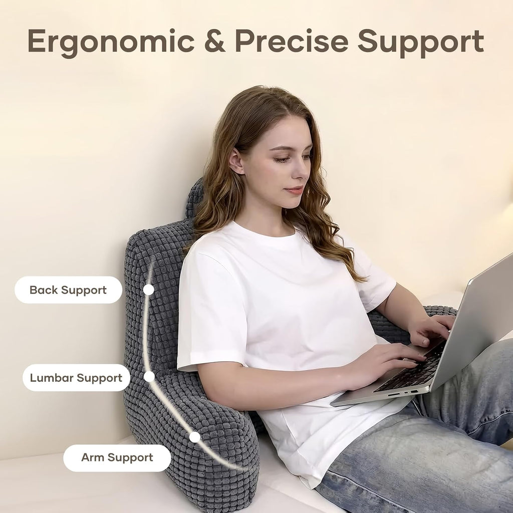 NOONTIDE Reading Pillow with Top Handle, Uniquely Designed Soft Fabric, Ergonomic Back Support for Bed, Cover Washable Sit up…