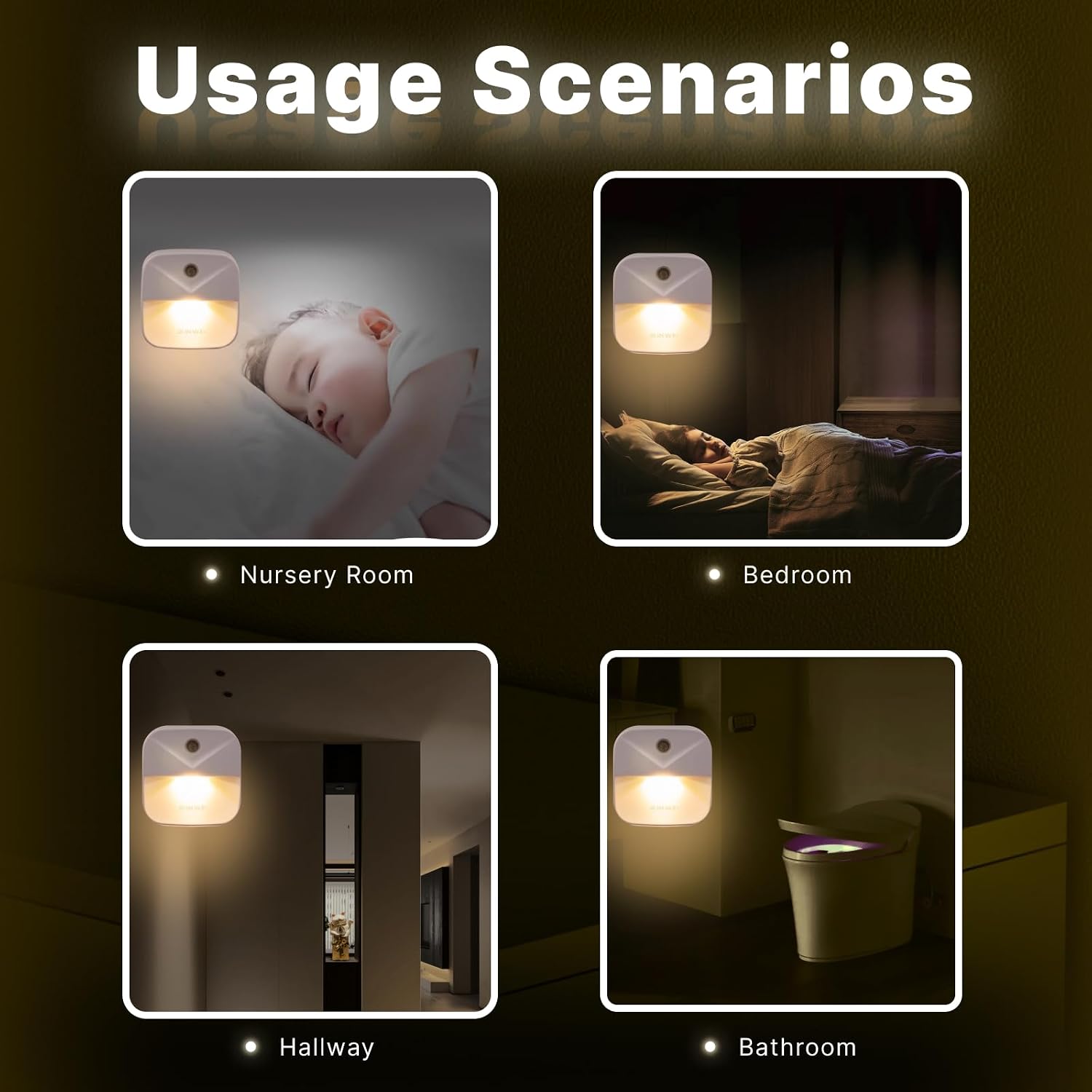 Night Lights Plug into Wall, Automatic LED Night Light with Dusk to Dawn Sensor, Modern V-Groove Design Square Night Lite for Hallway…