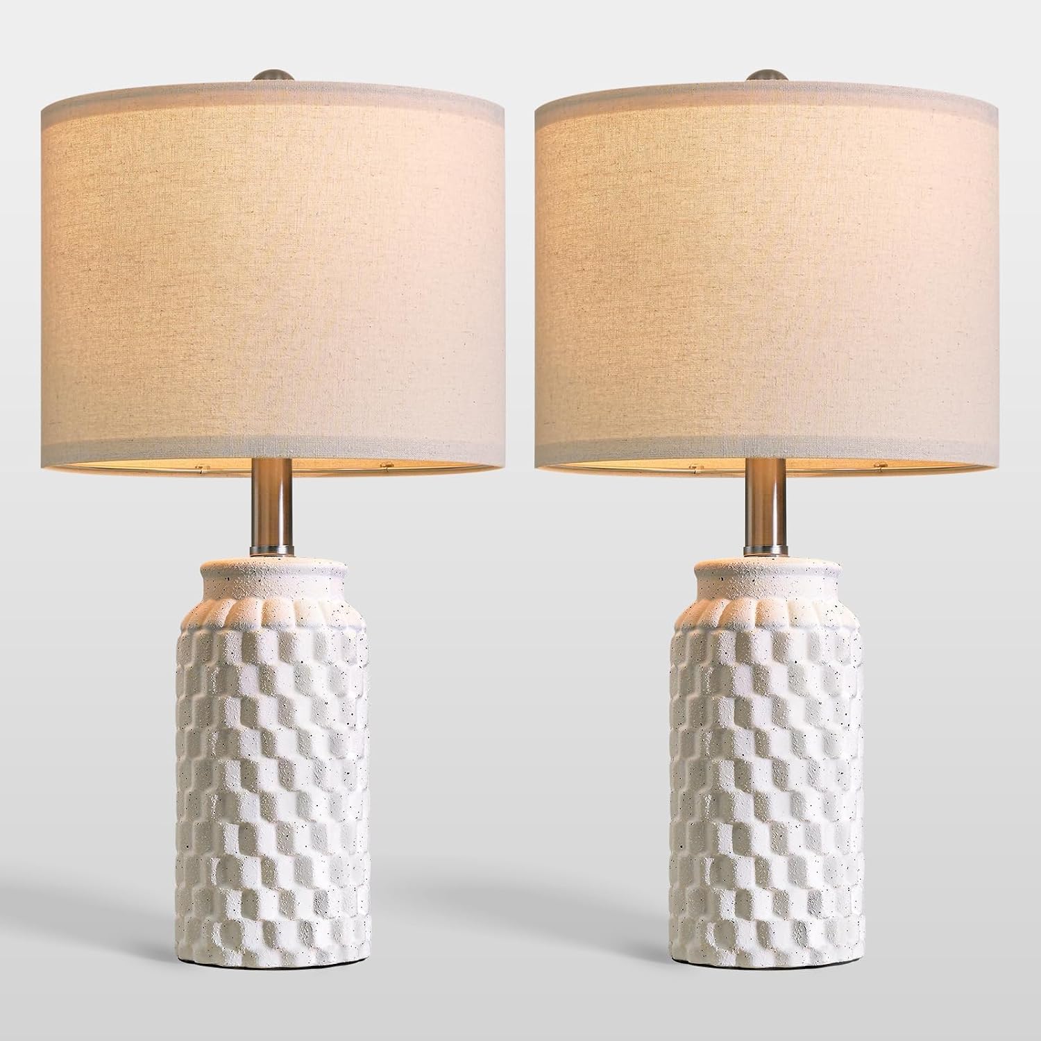 USumkky 20.5" Ceramic Table Lamps Set of 2 - Modern Farmhouse & Boho Style, Bedside Nightstand Lamps for Bedroom, Living Room End Table…